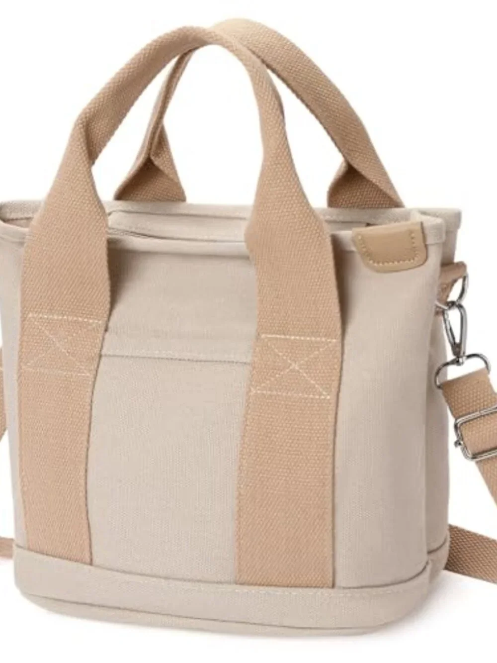 Small Tote Bag with Zipper Crossbody Canvas Handbag for Work Travel